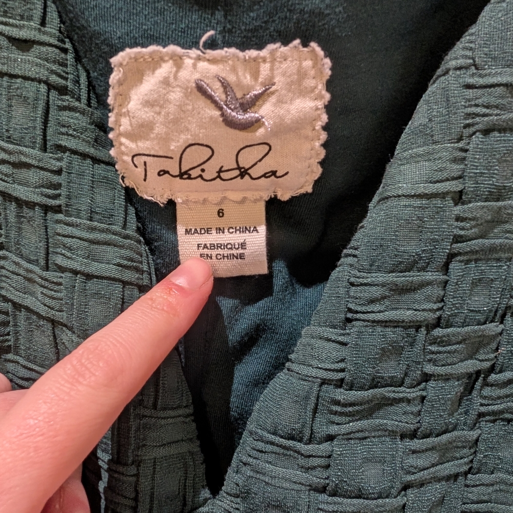 Tabitha For Anthropologie Green Basketweave Knit Sheath Dress, Size 6 - Picture 6 of 11